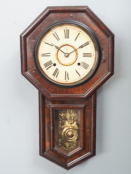 昔懐かしのレア商品、大正時代から昭和初期のアンティーク八角形柱時計／名古屋時計／ 昔懐かしのレア商品、大正時代から昭和初期のアンティーク八角形柱時計