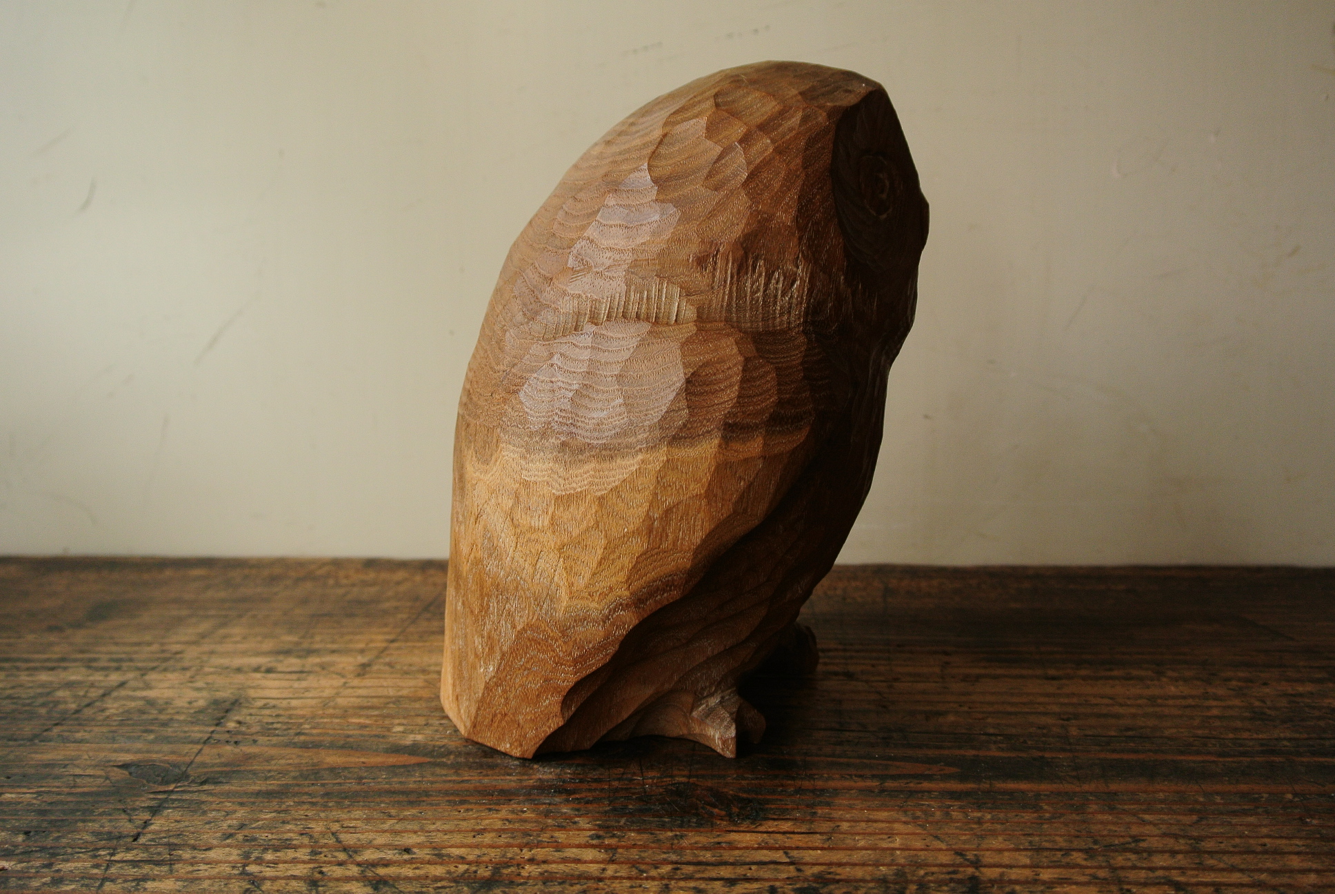 三好純男 作「えぞふくろう」木彫 - アンティーク雑貨・古道具の札幌