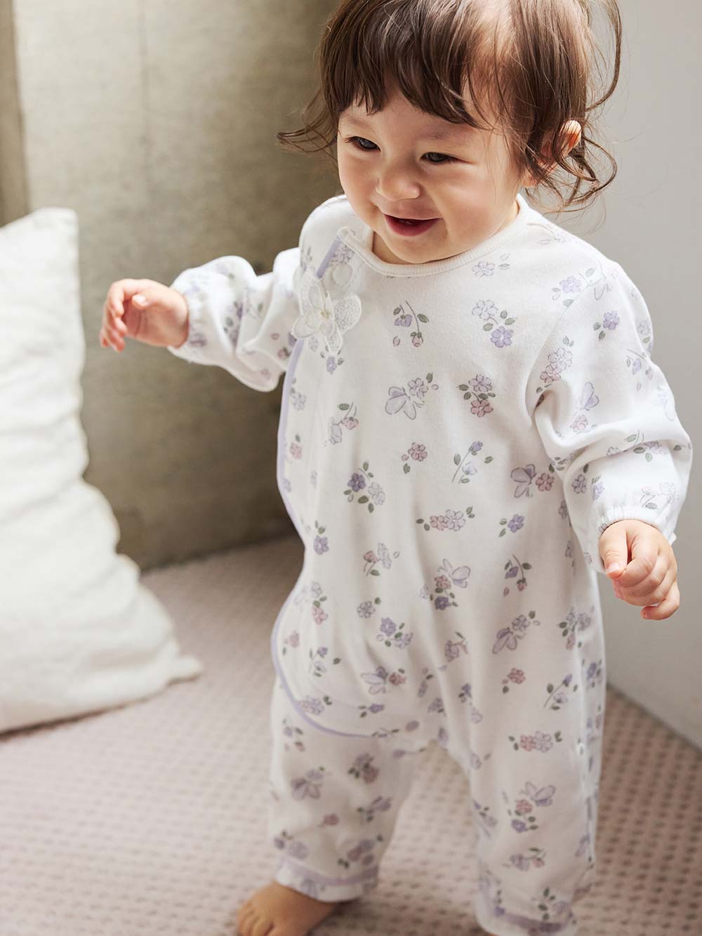 mocmof】花柄かんたんロンパース | ロンパース・カバーオール(品番