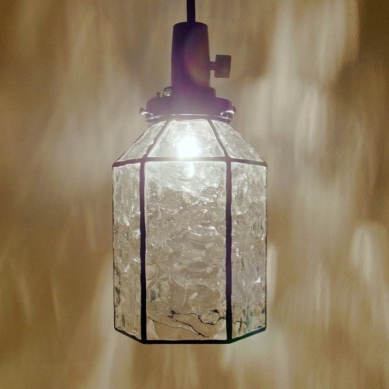 ステンドグラス ペンダントライト 六角Aクリア アトリエ Ansan