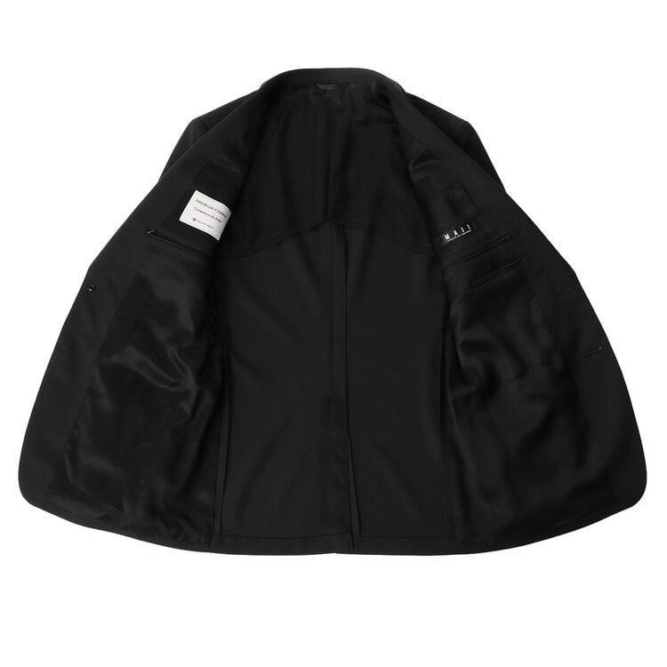 アウトレット】タスマニアブレンド ストレッチスーツ 黒 MAJI スリム