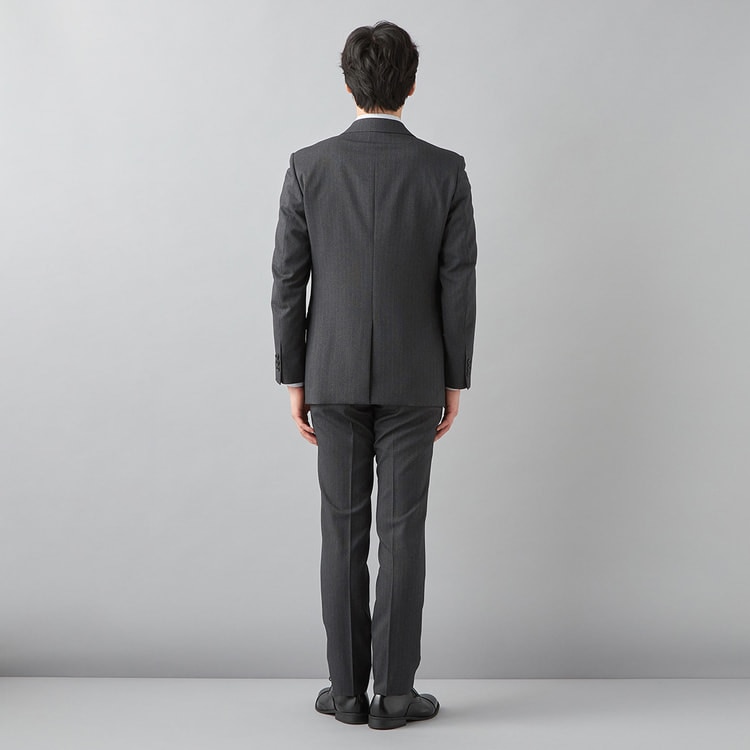 洗える サステナブル スリーピーススーツ ミディアムグレーストライプ