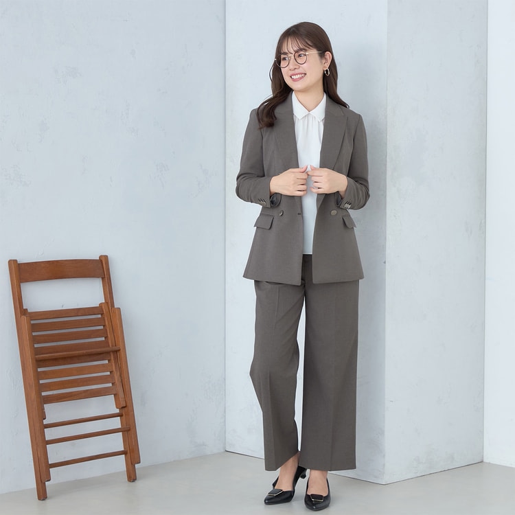 Oggiコラボ 2Wayストレッチツイル ダブルジャケット チャコールグレー