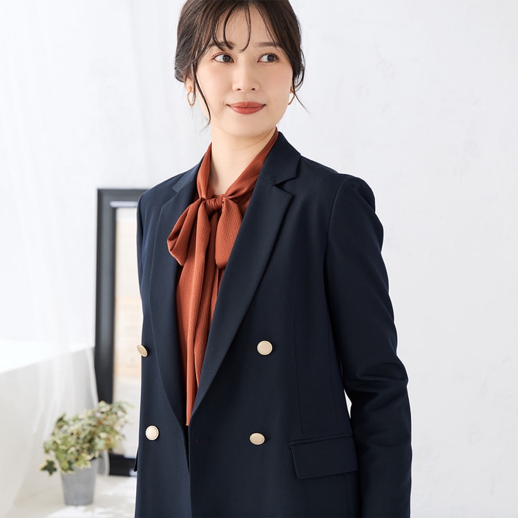 ライトストレッチ ダブルジャケット 紺 セットアップ着用可【AOKI公式