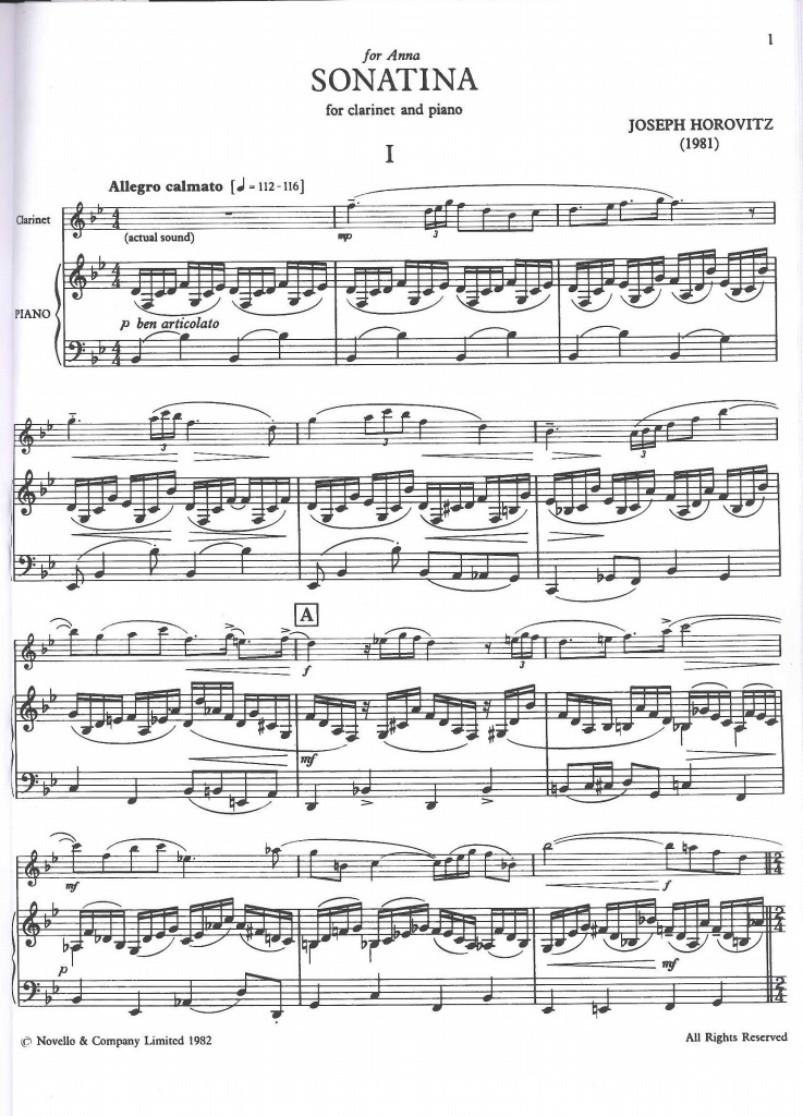 アカデミアミュージック / Sonatina for Clarinet and Piano (1981)