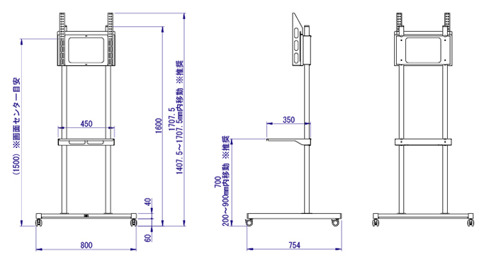 送料無料】国産テレビスタンド 移動式テレビスタンド(LPS-K55