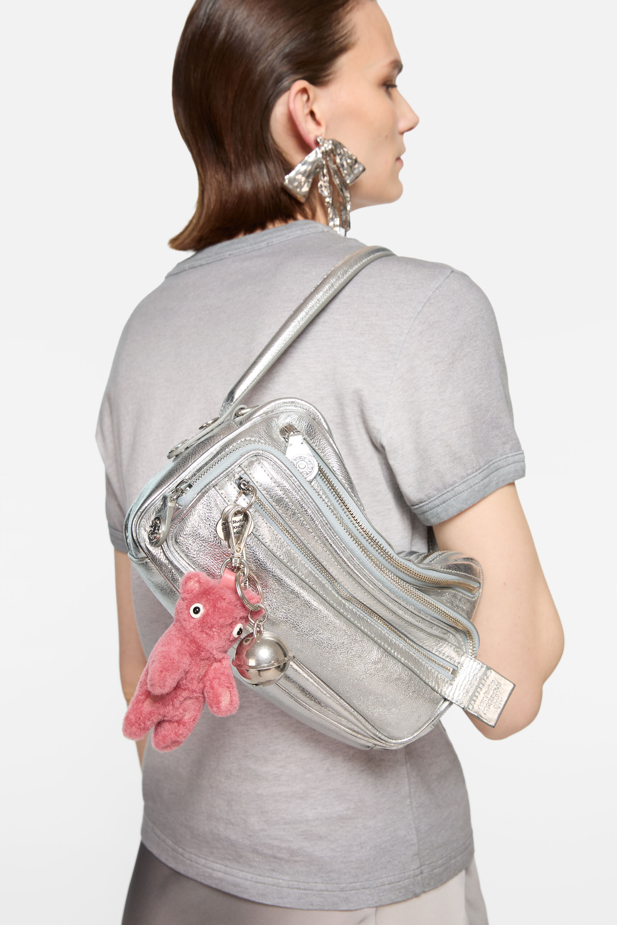 Acne Studios - Teddy bear keyring - Berry pink