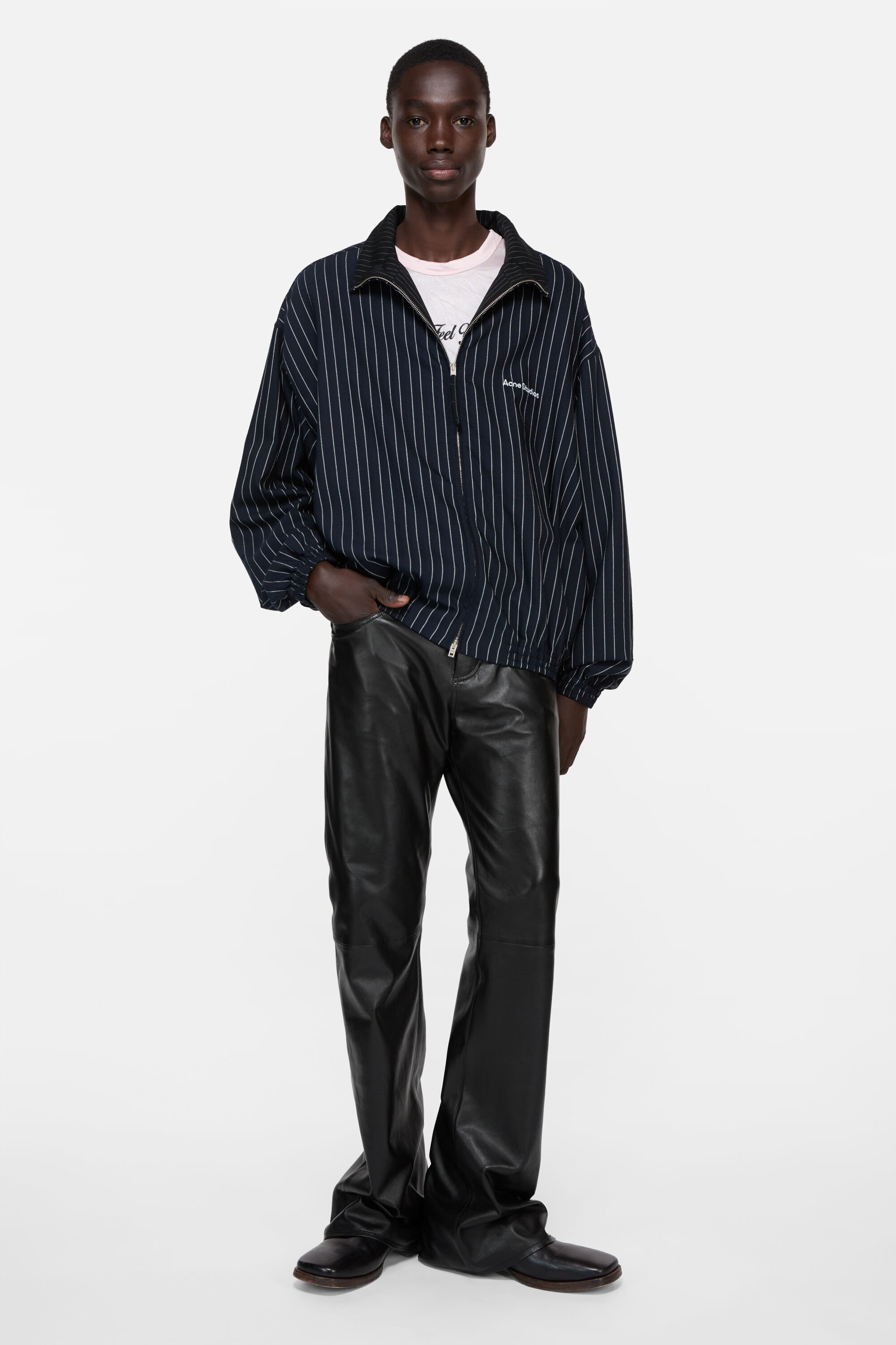 Acne Studios - Striped zip jacket - Navy/white