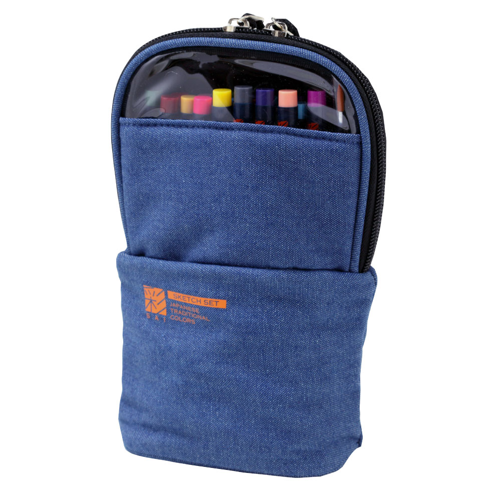 水彩毛筆「彩」スケッチセット デニム | 奈良筆 あかしや