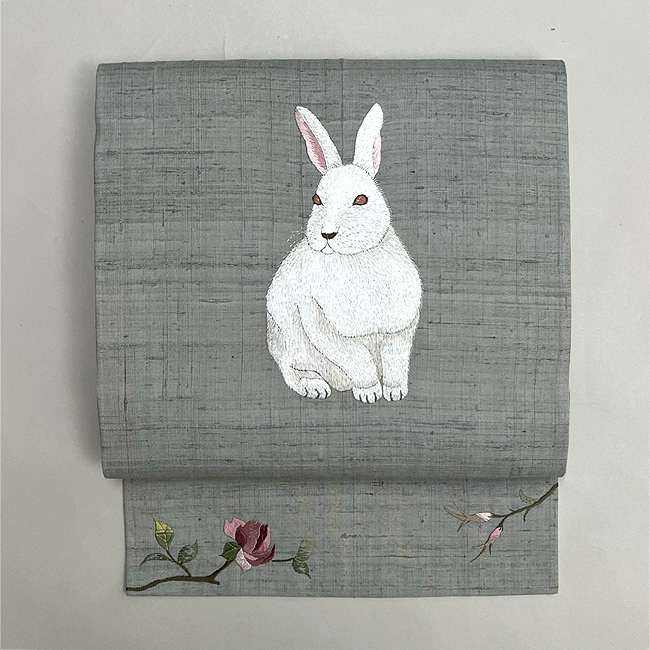 うさぎ刺繍名古屋帯帯22-04-53ご売約済 | アンティーク着物の灯屋2