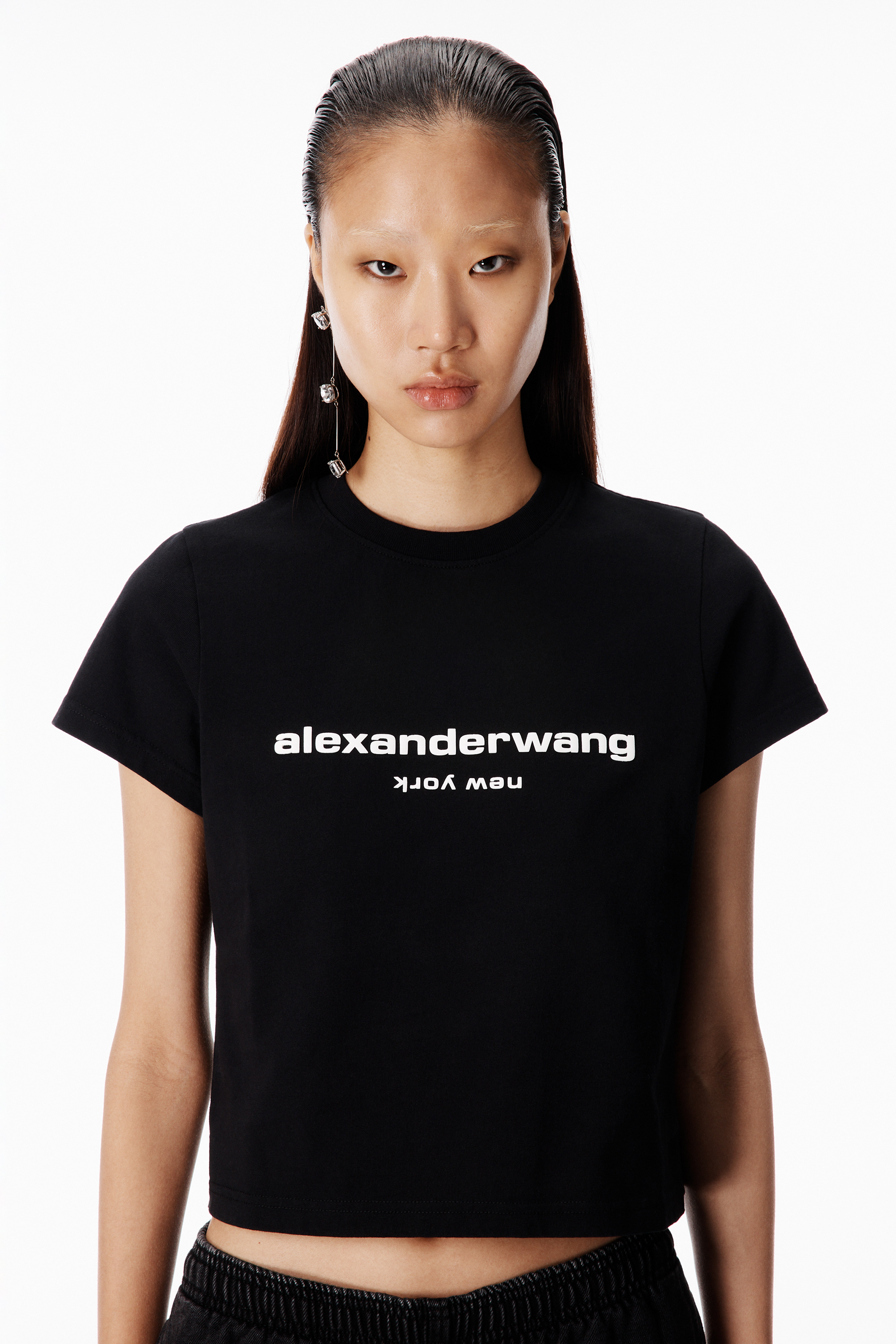 Puff Logo Shrunken Tee in BLACK | alexanderwang®