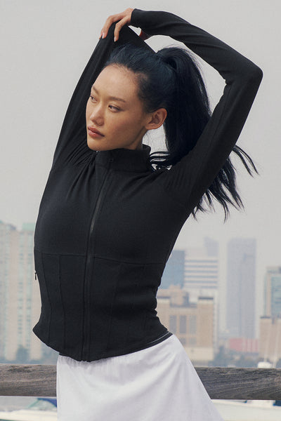 Airbrush Corset Full Zip Jacket - Black | ALO