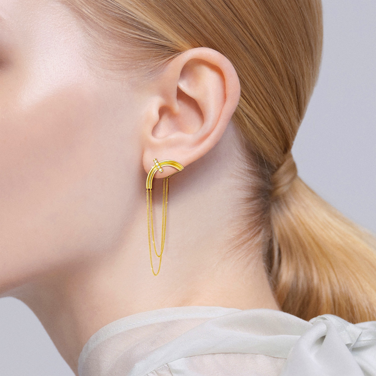 シャンデリアチェーンエンフォルド ピアス | AHKAH / アーカー