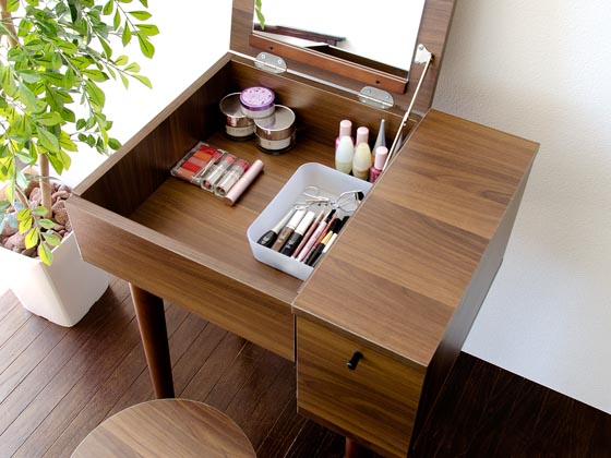 北欧 コンパクト木製ドレッサーnico(ニコ)スツール付き | 家具