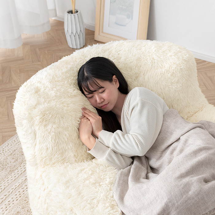 1人掛け クッションソファ まんまる極厚 背もたれ付き もちもち