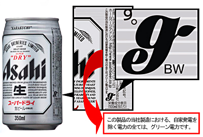 アサヒスーパードライ』の製造にグリーン電力を活用(ニュースリリース
