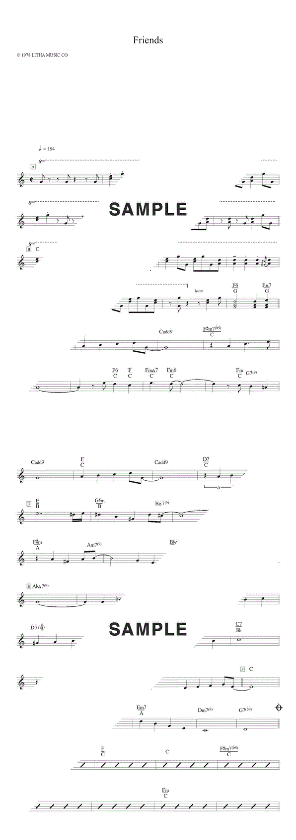 楽譜】Friends / Chick Corea（チック・コリア）（メロディ譜）提供:林