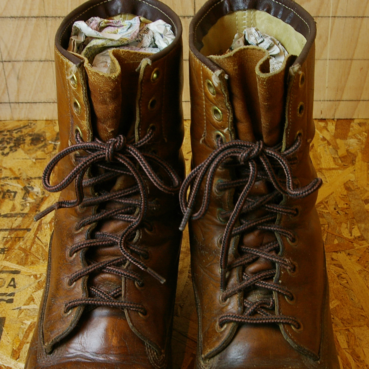 ビンテージカナダ製ブラウン本革レザー編み上げハンティングワーク