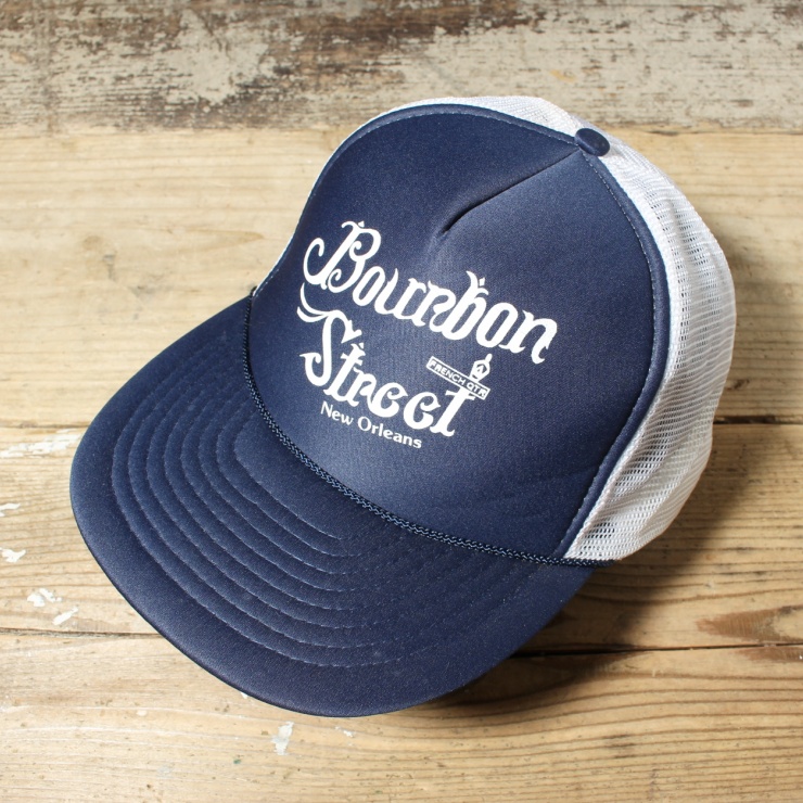 80s 90s USA Bourbin Street プリント メッシュ トラッカー キャップ