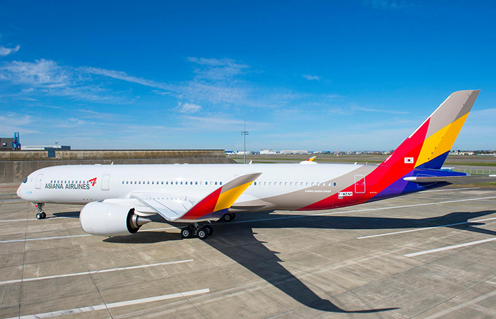 アシアナ航空、A350初号機公開 5月関空投入へ