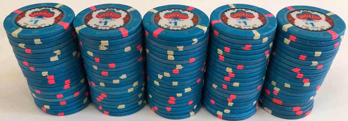 Rack of Garden City Casino $1 Paulson Chips - Apache Poker Chips
