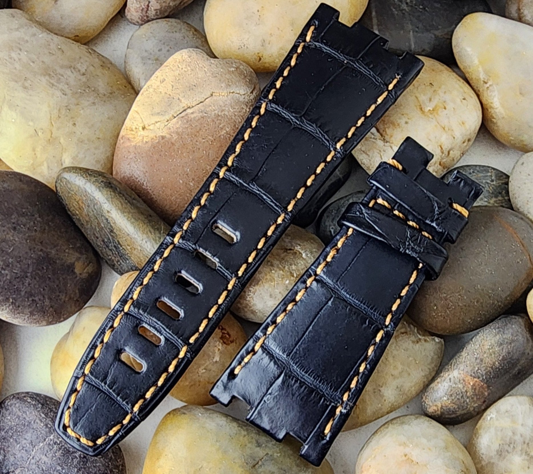 Capolavoro Black Alligator Leather Strap For Audemars Piguet Royal