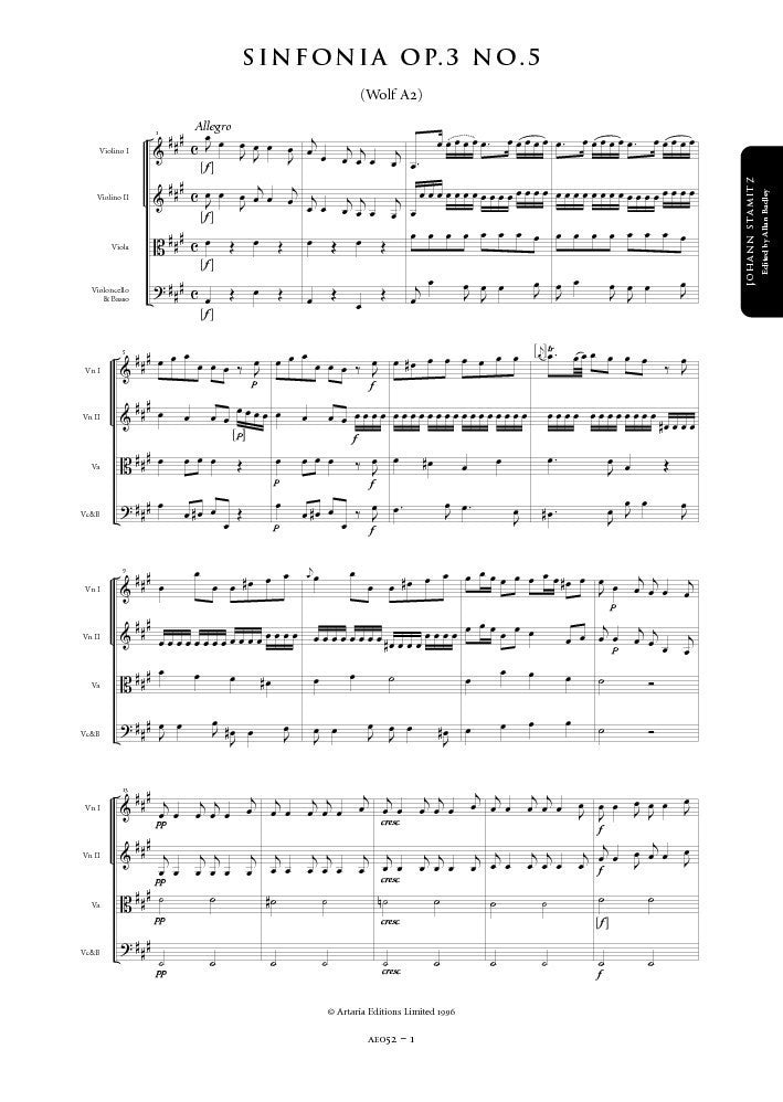 Johann Stamitz: Symphony in A major, Op. 3 – Sheet Music