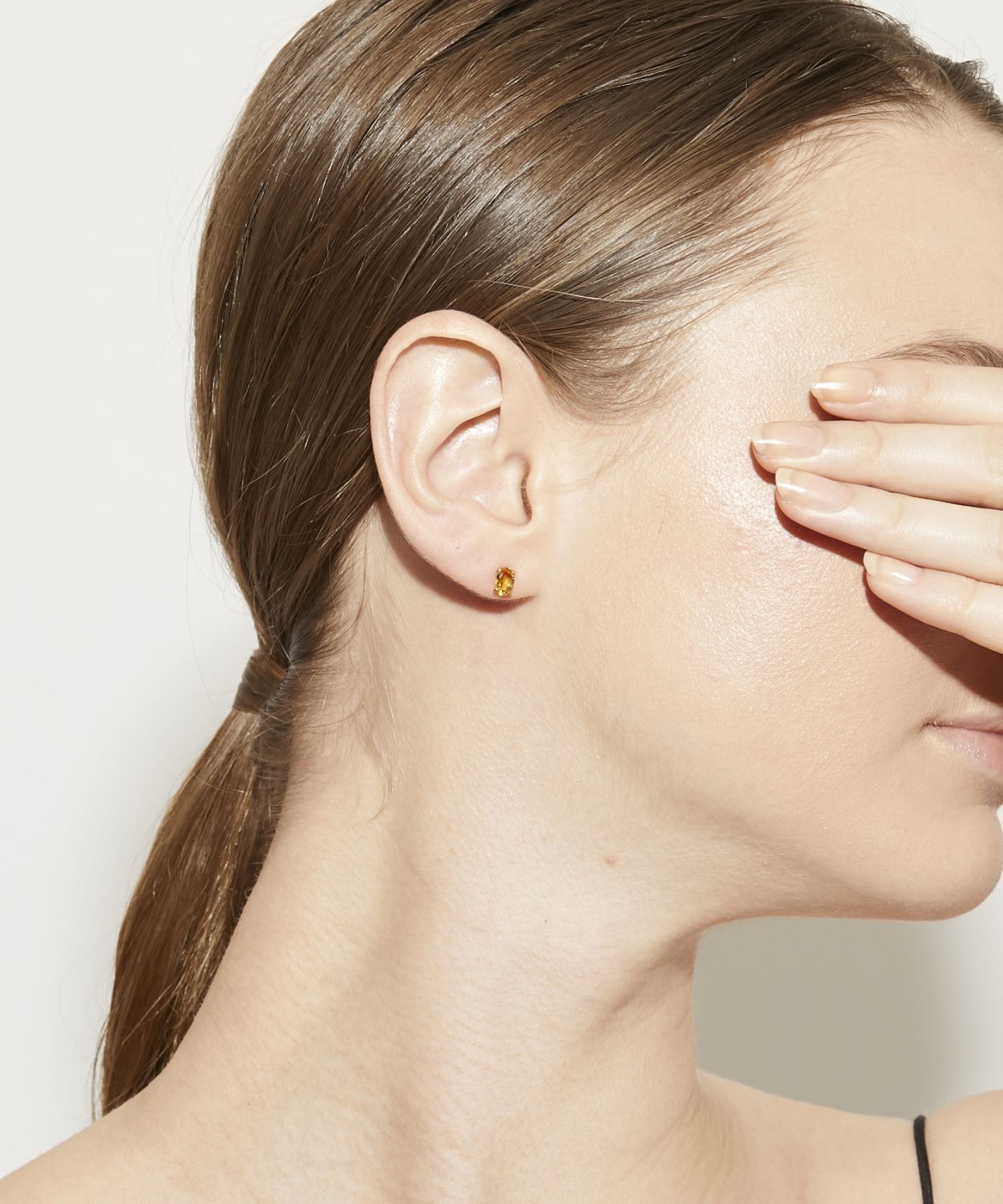 eden] K10 oval citrine stud single pierced earring｜ARTIDA OUD