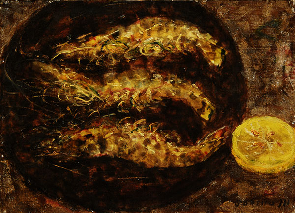 宮本三郎 鯛 絵画 油絵 油彩 静物画 直筆 サイン入り 宮本三郎 鯛 絵画