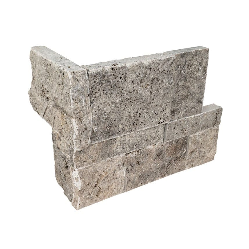 MSI XL RockMount Stacked Stone Silver Travertine 9x18 Corner
