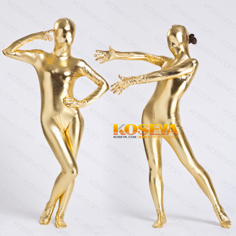 通気 柔らかい セクシー ゴールド メタリック 全身タイツ:KOSEYA.COM・通販