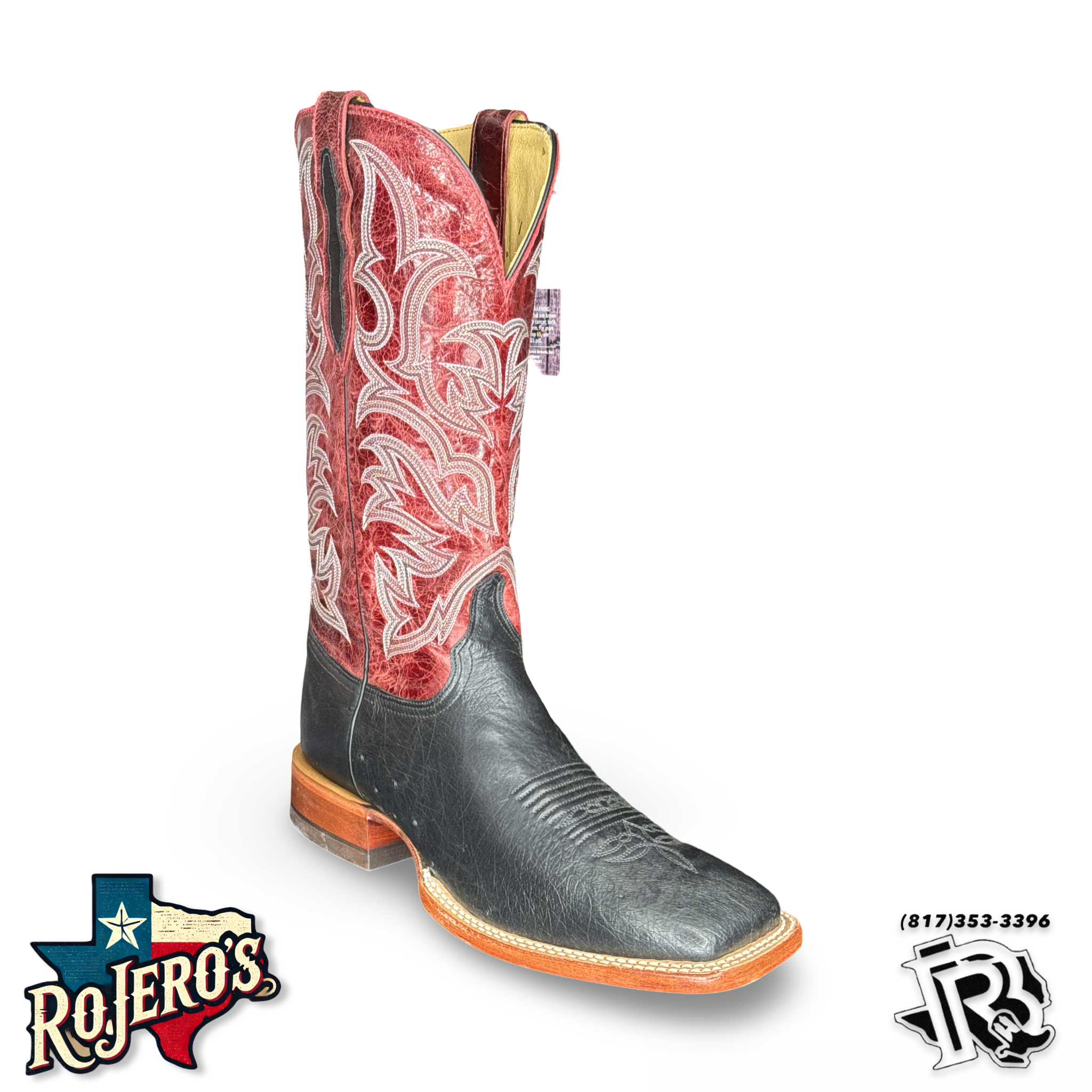 JUSTIN BOOTS | BLACK SOFT OSTRICH SQUARE TOE BOOTS – Botas Rojero