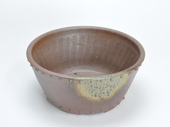 作家鉢 8号 鋲打丸鉢 伊藤光伸作 幅23.5cm×高さ11cm の盆栽を販売