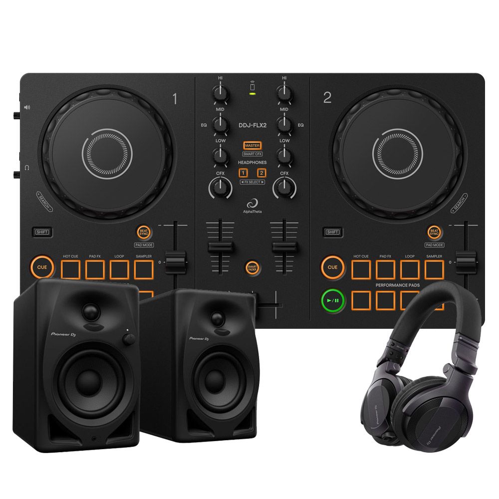 Pioneer DJ AlphaTheta DDJ-FLX2, DM-40D & HDJ-CUE1 | Bundle | Bop DJ