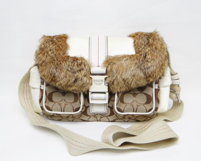COACH コーチ 3589 シグネチャー ファー付 ショルダーバッグ