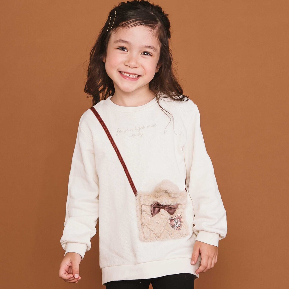 リボン付きファーポシェットパッチトレーナー(80~130cm)(80cm オフ