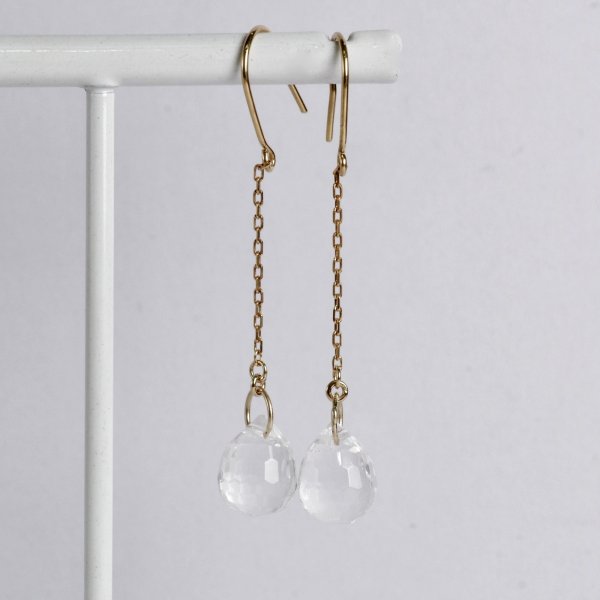 K18ブリオレットカット水晶ピアス ◇ベル宝飾オンラインショップ ◇