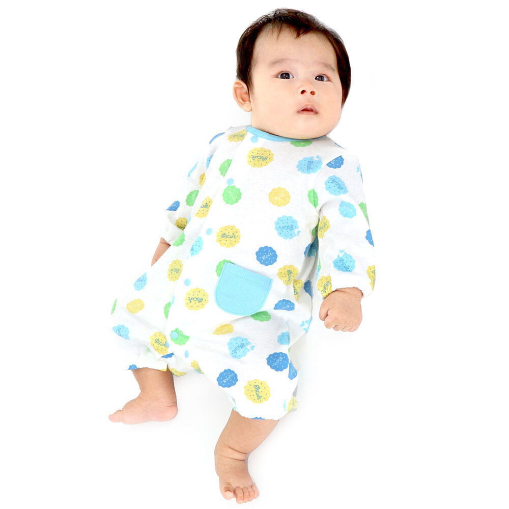 新生児国産ちびオール ビスケット柄（サックス×60-70cm） ベビーザらス