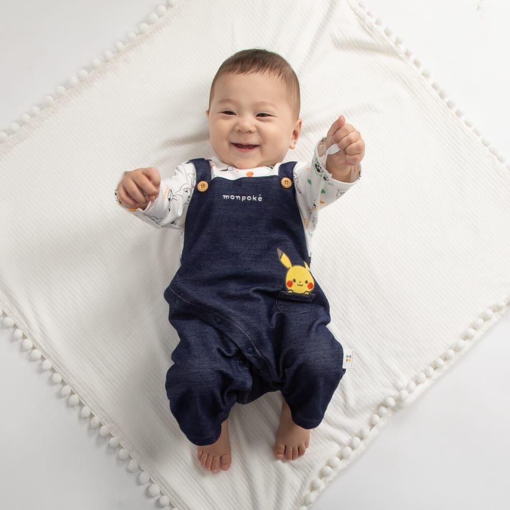 monpoke モンポケ サロペット風ロンパース(ネイビー×80cm