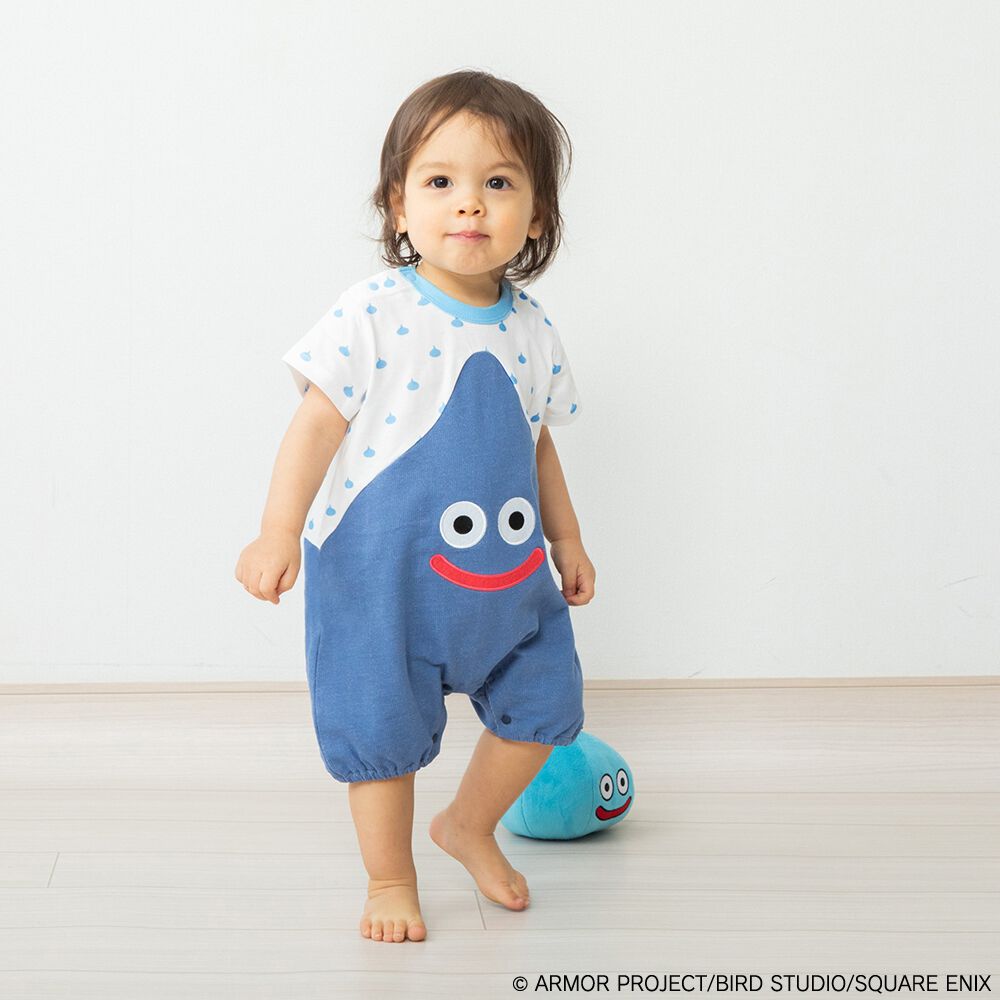 ドラクエベビー＆キッズ 半袖ロンパース スライム ブルー×80cm