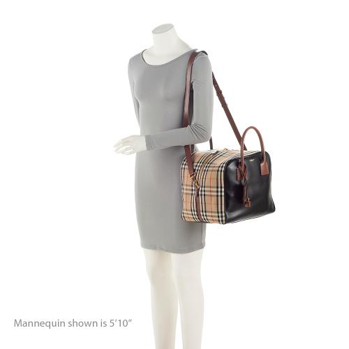 Burberry Calfskin Nova Check Small Cube Bowling Bag | Burberry