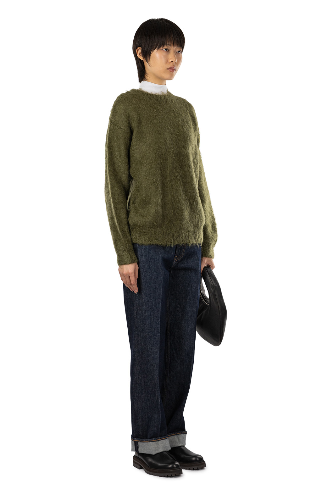 AURALEE | Brushed Super Kid Mohair Knit Pullover - Olive | Women