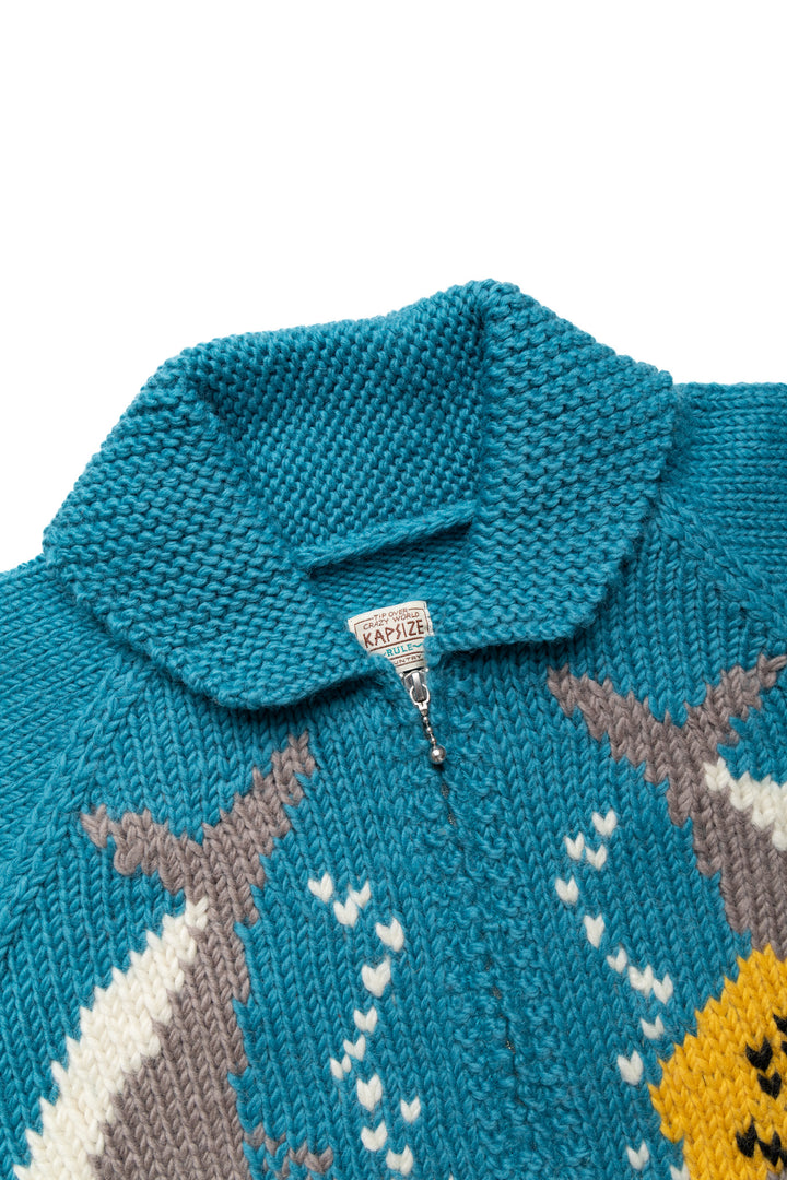 Kapital Hand Knit PECKISH TROUT ZIP Bolero – BLUE IN GREEN SOHO