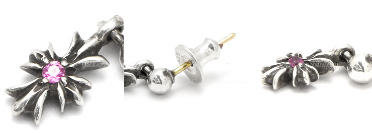 クロムハーツタイニーECHプラスドロップイヤリングwithピンク