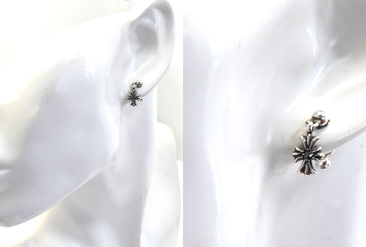 クロムハーツタイニーECHプラスドロップイヤリングwithブラック