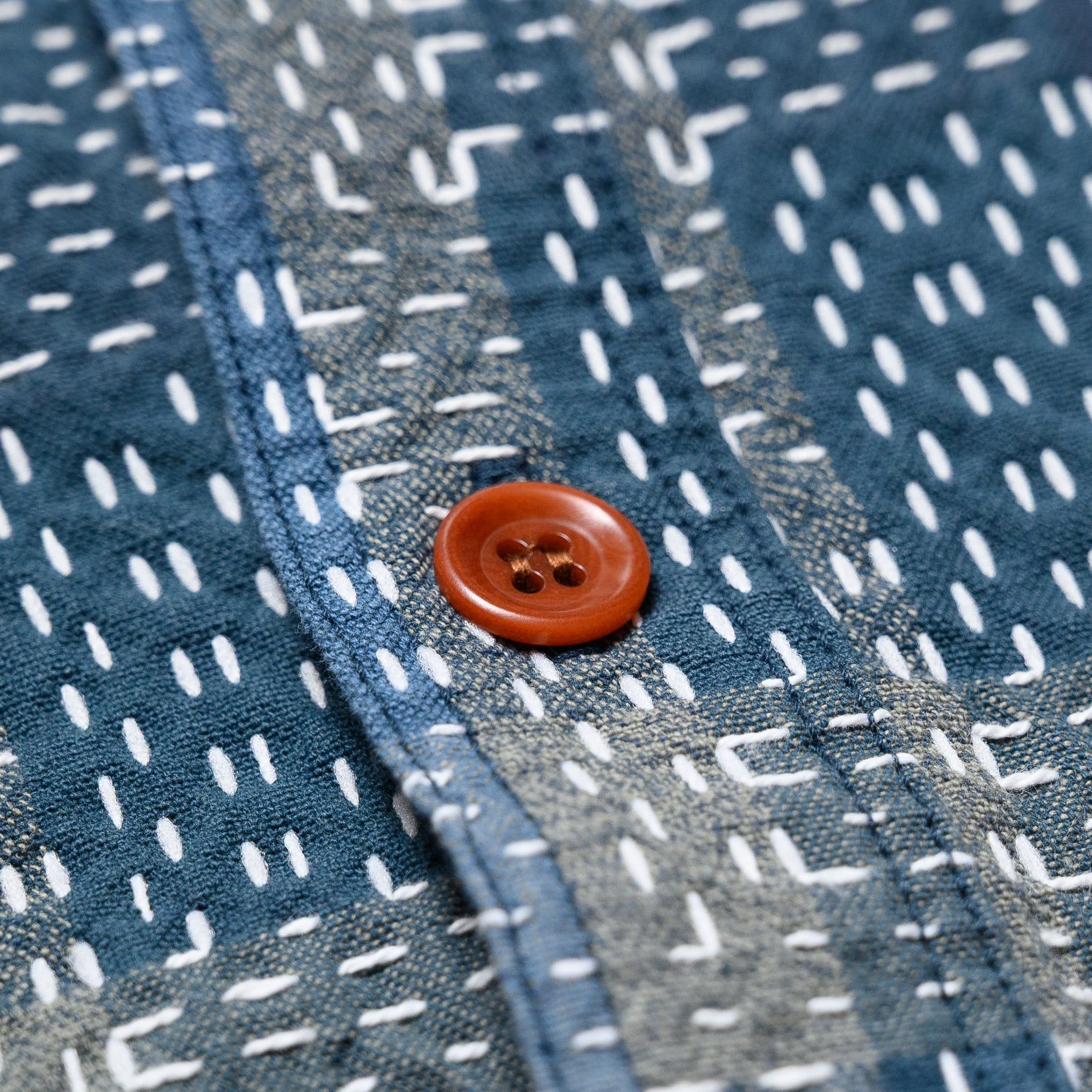 Studio D'Artisan 5651 Sashiko Boro Noragi Work Shirt Blue | BlackBlue