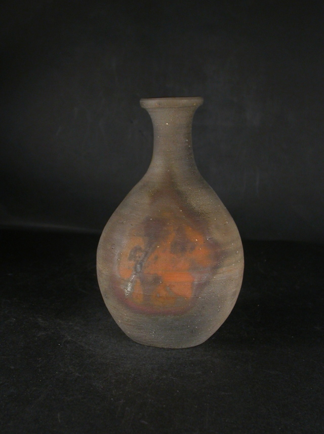 備前焼 登窯 備前市無形文化財 木村 宏造 共箱付き窯変鶴首徳利1