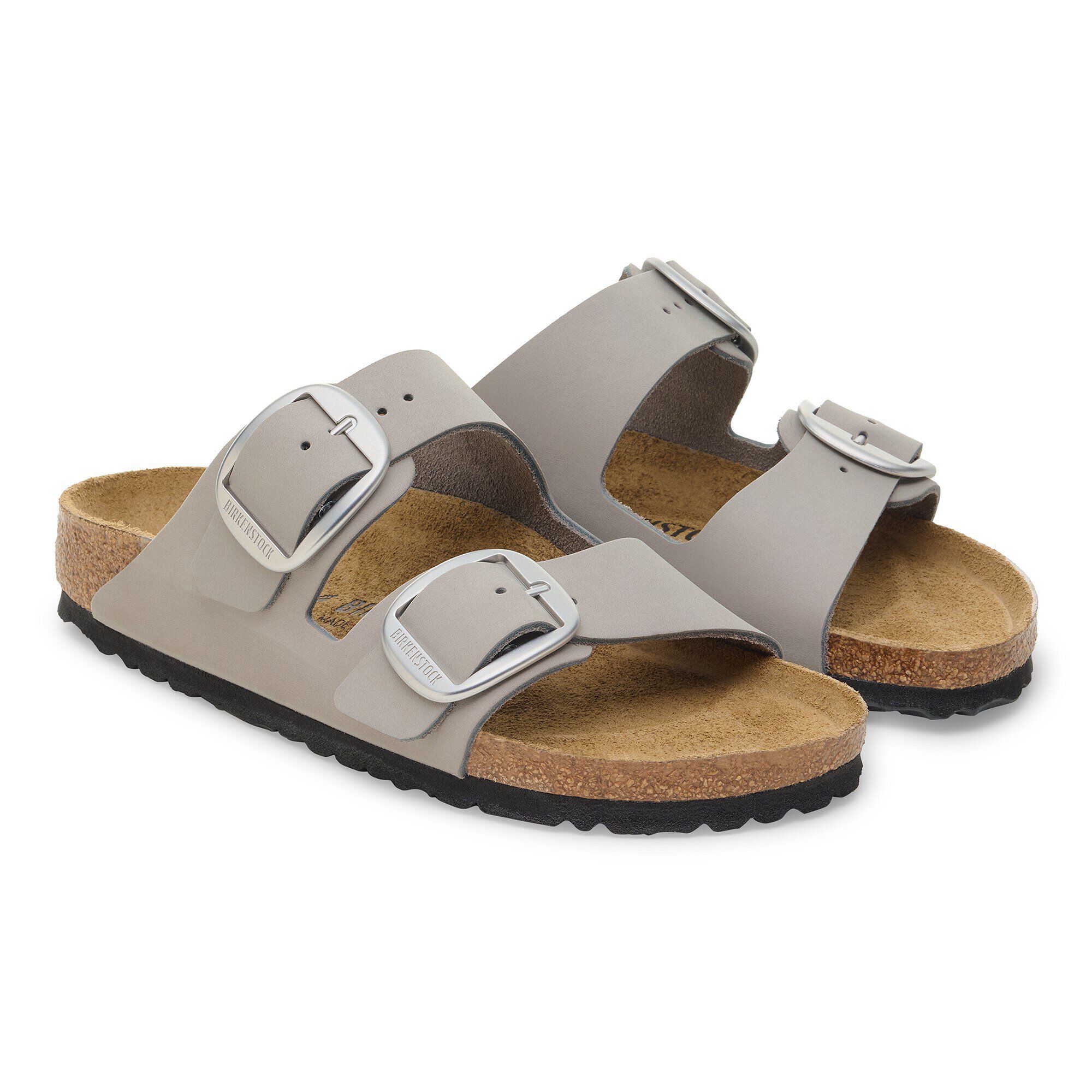 Arizona Big Buckle Nubuk Leather in Color Stone Coin | BIRKENSTOCK