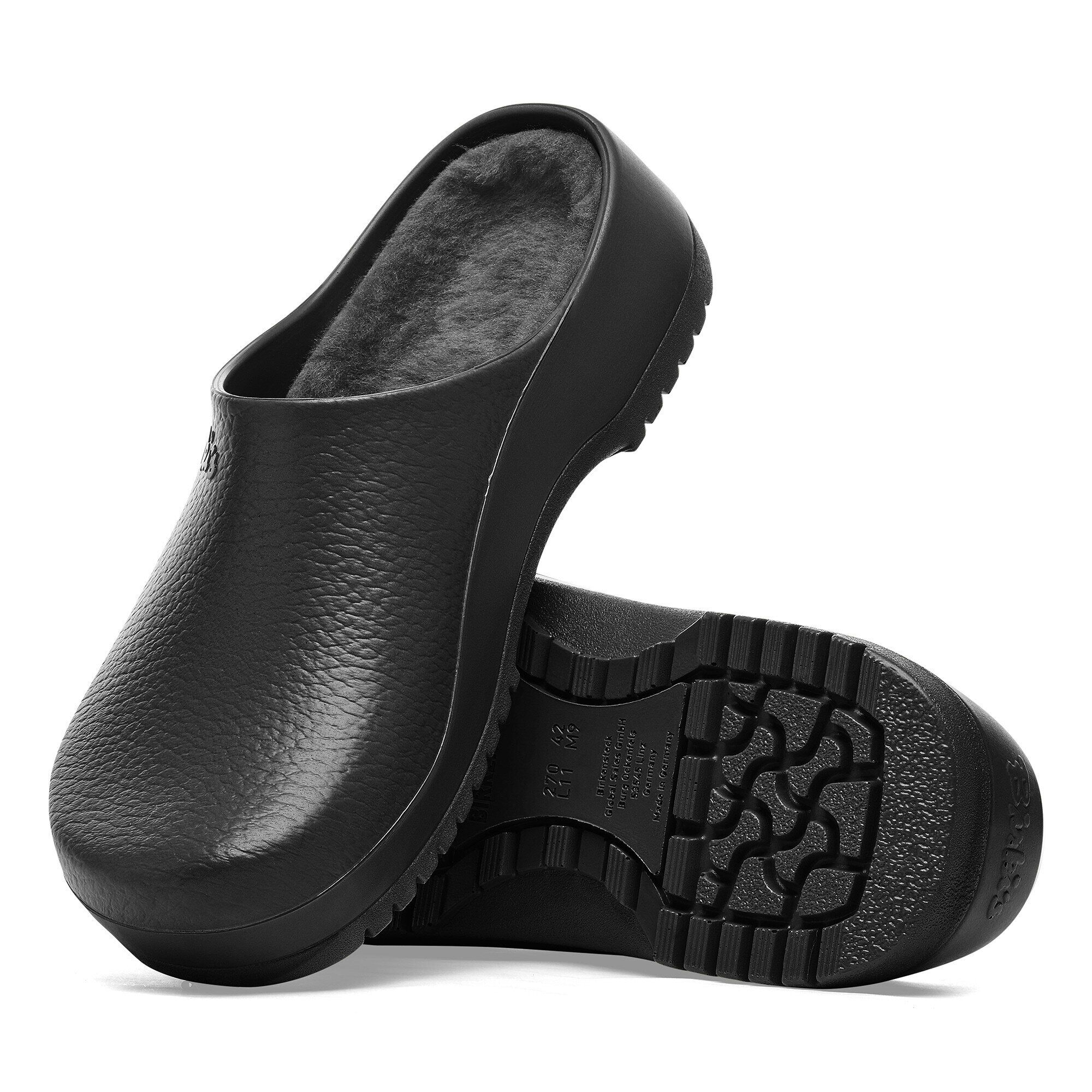 Super-Birki Shearling Polyurethane in Color Jet Black | BIRKENSTOCK US