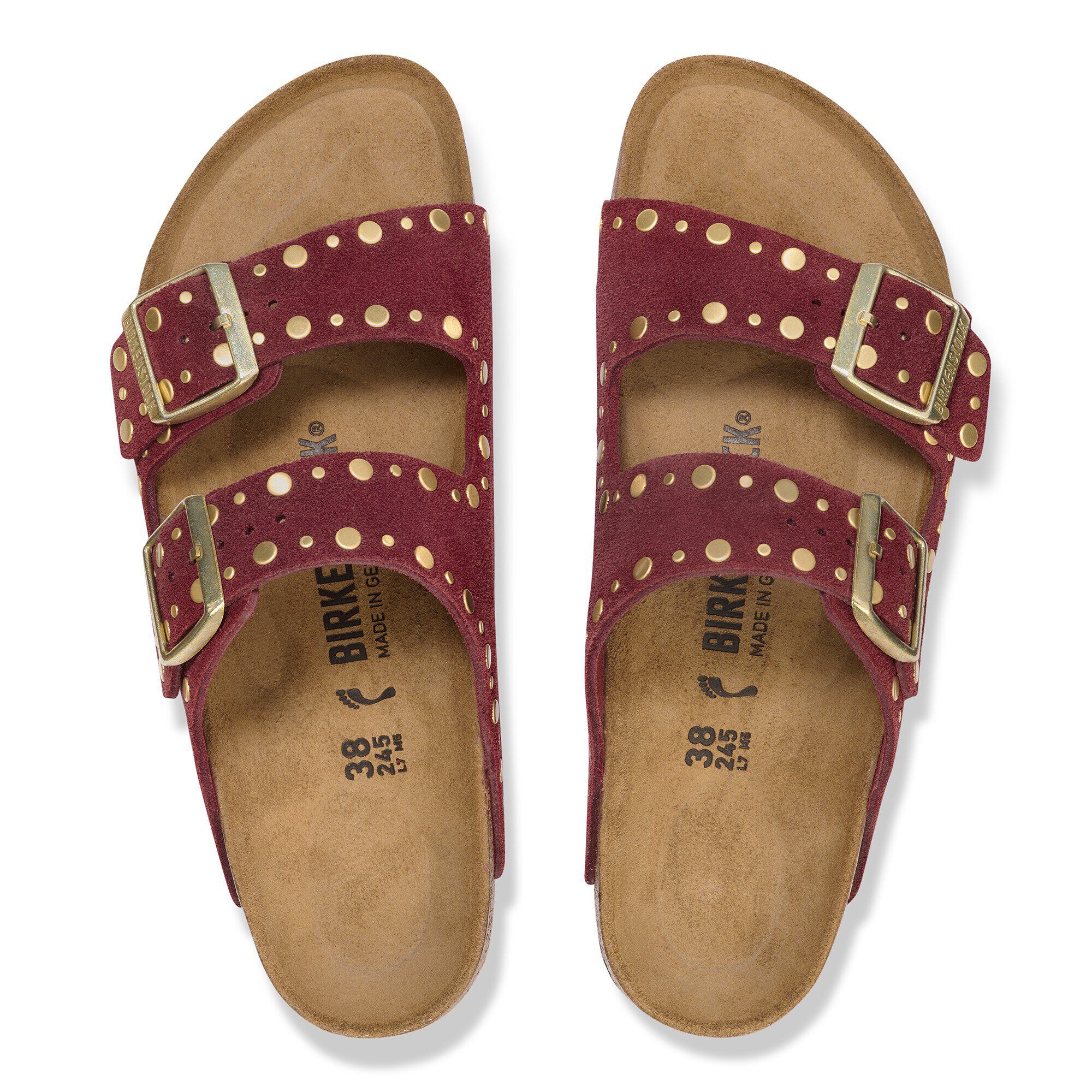 Arizona Rivets Suede Leather in Color Zinfandel | BIRKENSTOCK US